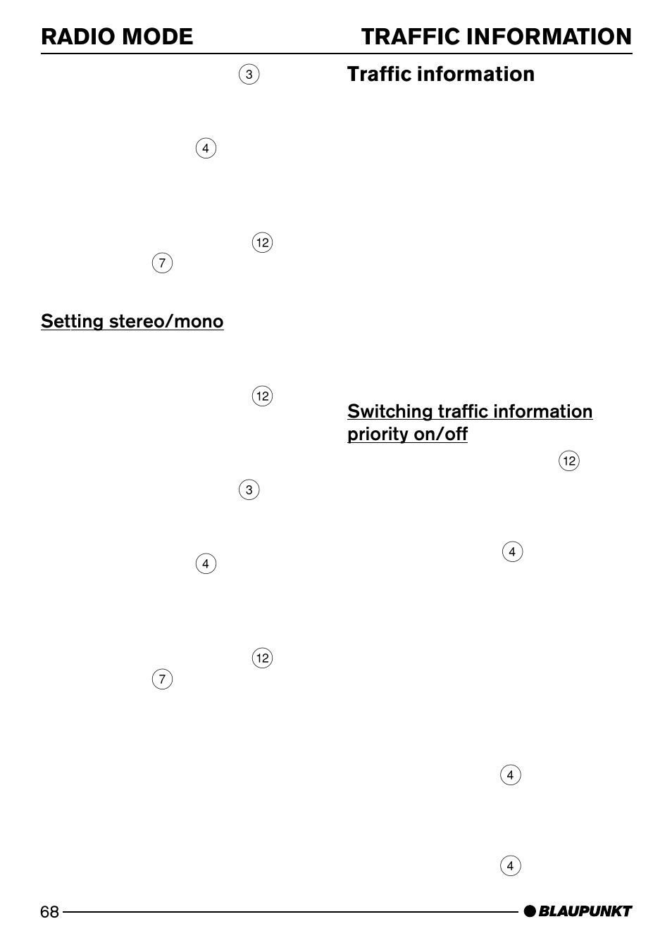 Radio mode, Traffic information | Blaupunkt SAN FRANCISCO CD72 User Manual | Page 26 / 78