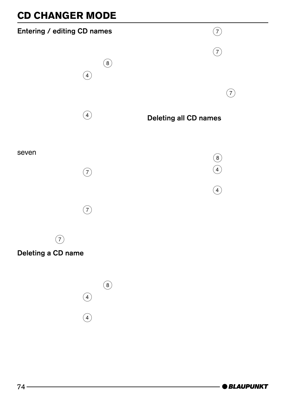 Cd changer mode | Blaupunkt SAN FRANCISCO CD72 User Manual | Page 32 / 78