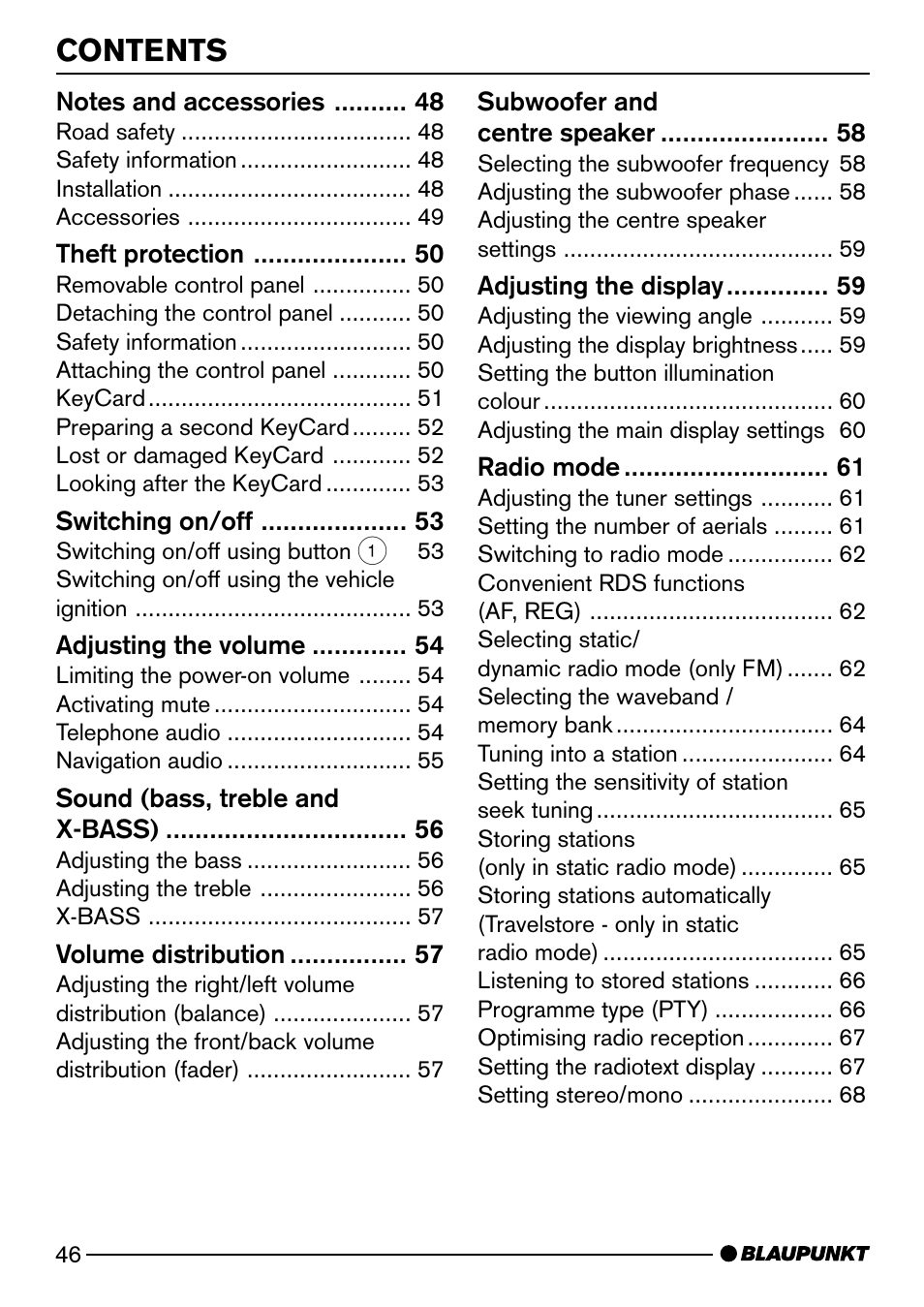 Blaupunkt SAN FRANCISCO CD72 User Manual | Page 4 / 78