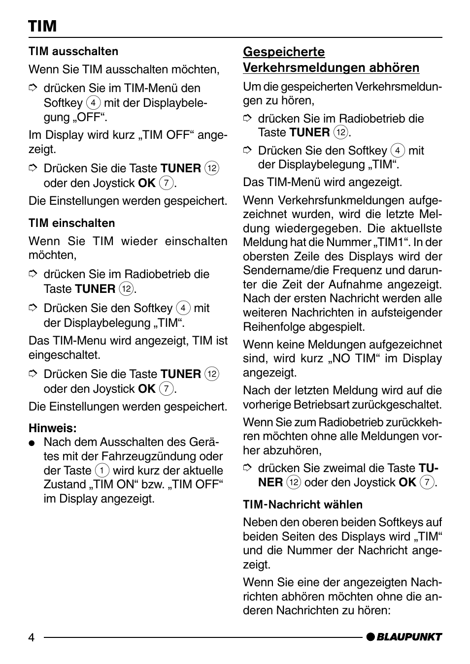 Gespeicherte verkehrsmeldungen abhören | Blaupunkt SAN FRANCISCO CD72 User Manual | Page 48 / 78