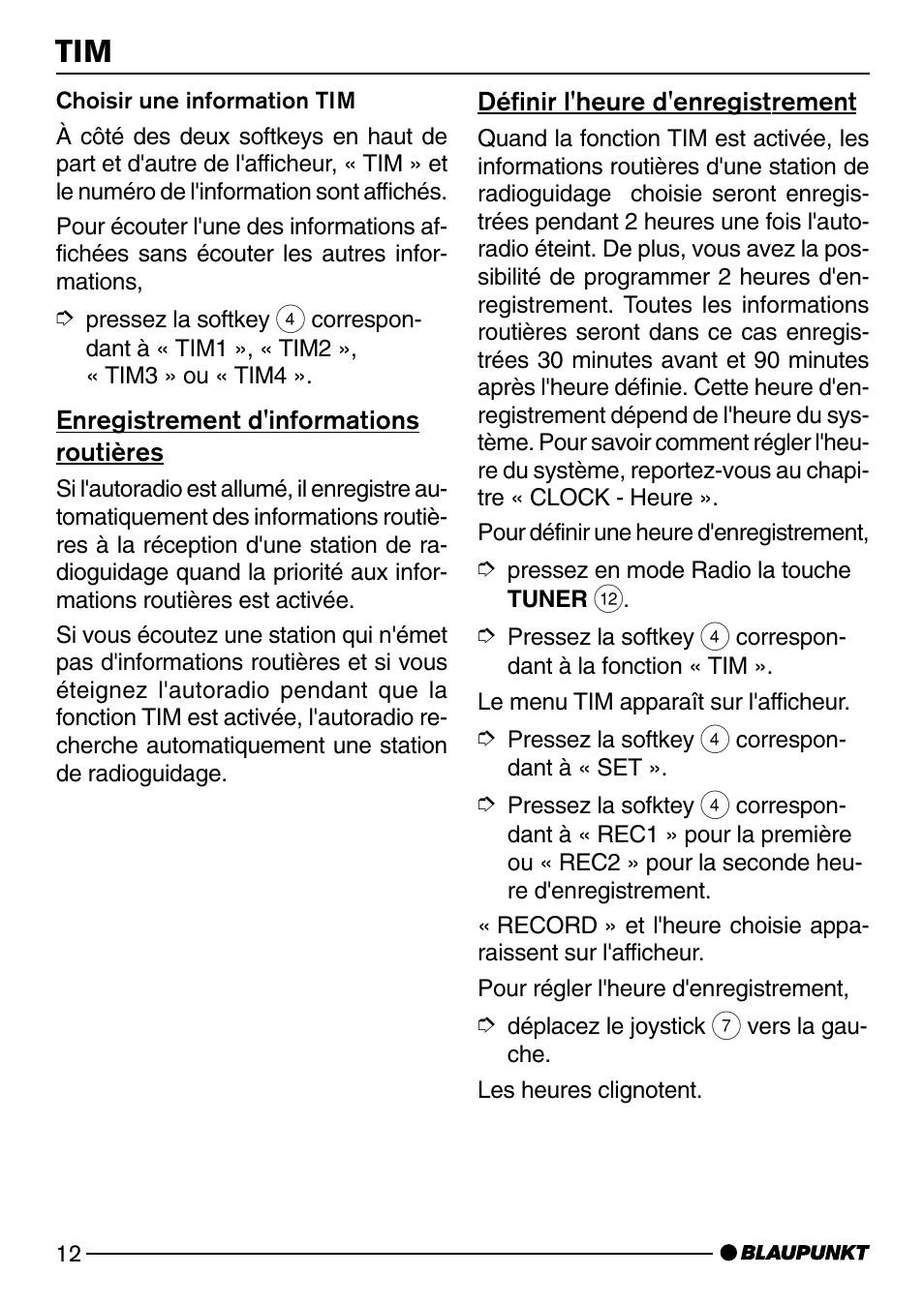 Enregistrement d'informations routières, Définir l'heure d'enregistrement | Blaupunkt SAN FRANCISCO CD72 User Manual | Page 56 / 78