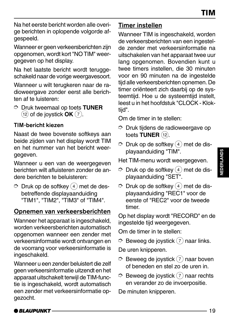 Opnemen van verkeersberichten, Timer instellen, Opnemen van verkeersberichten timer instellen | Blaupunkt SAN FRANCISCO CD72 User Manual | Page 63 / 78