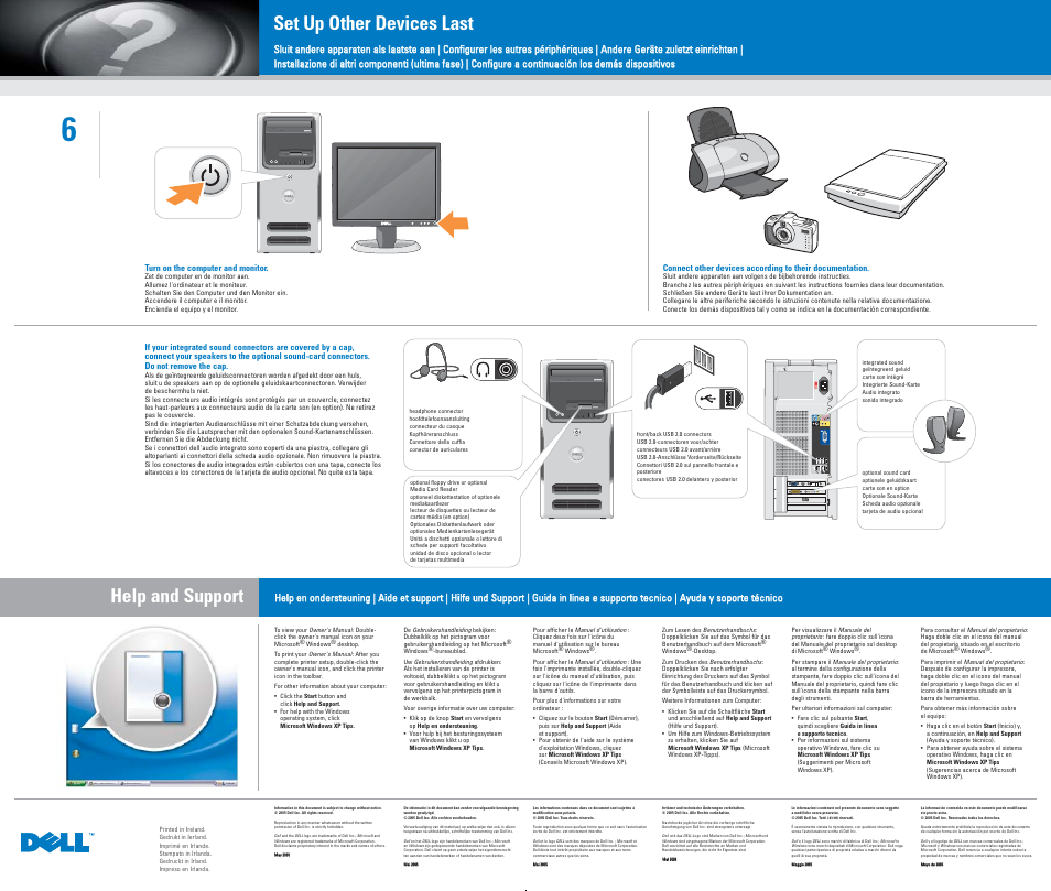 Set up other devices last, Help and support | Dell Dimension 5100 User Manual | Page 2 / 2