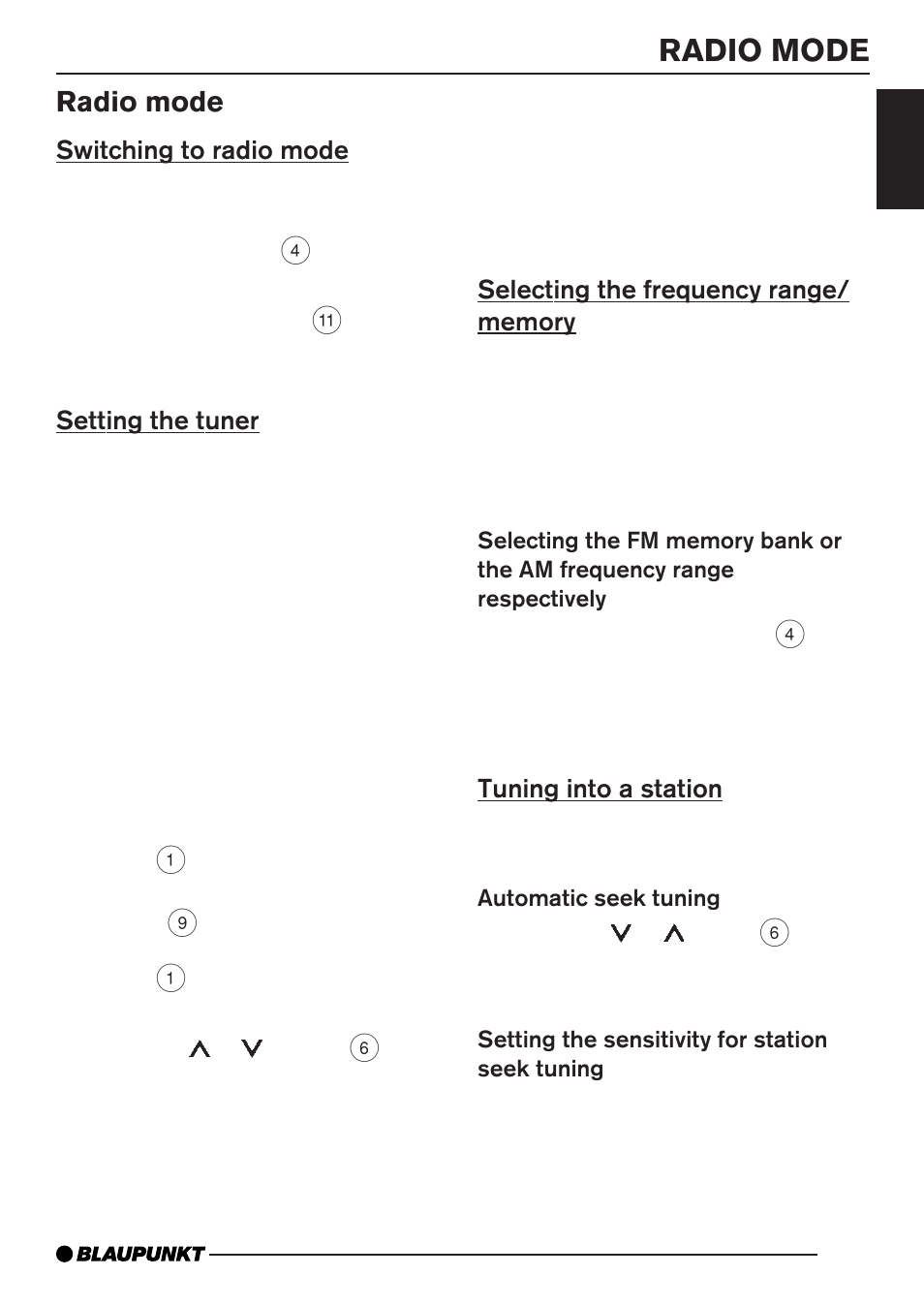 Radio mode | Blaupunkt Monterrey MP35 User Manual | Page 11 / 29