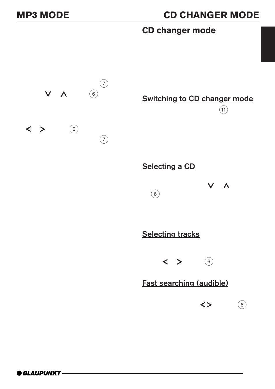 Mp3 mode, Cd changer mode | Blaupunkt Monterrey MP35 User Manual | Page 19 / 29