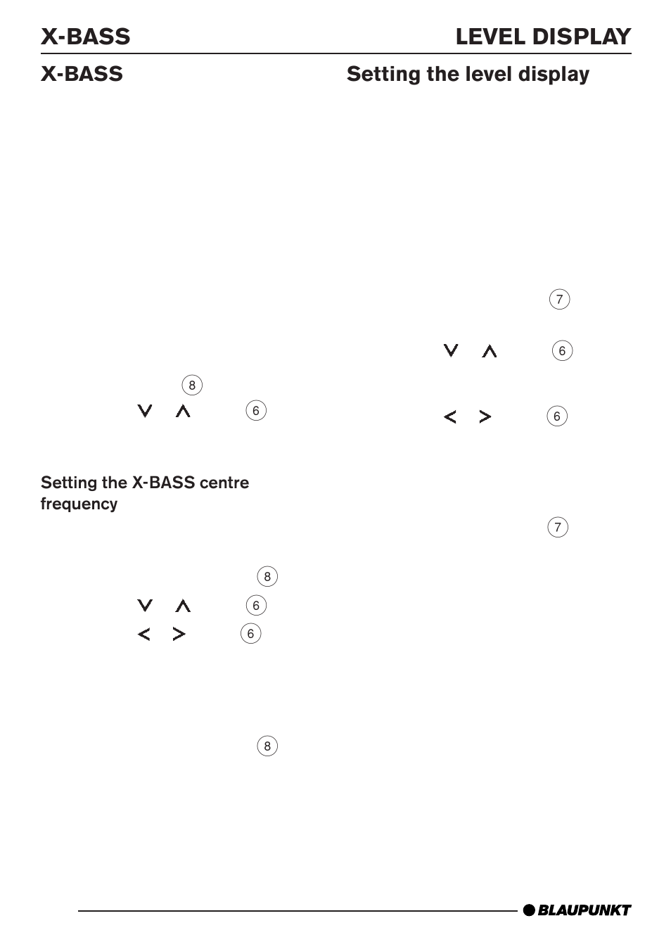 X-bass level display, X-bass, Setting the level display | Blaupunkt Monterrey MP35 User Manual | Page 24 / 29
