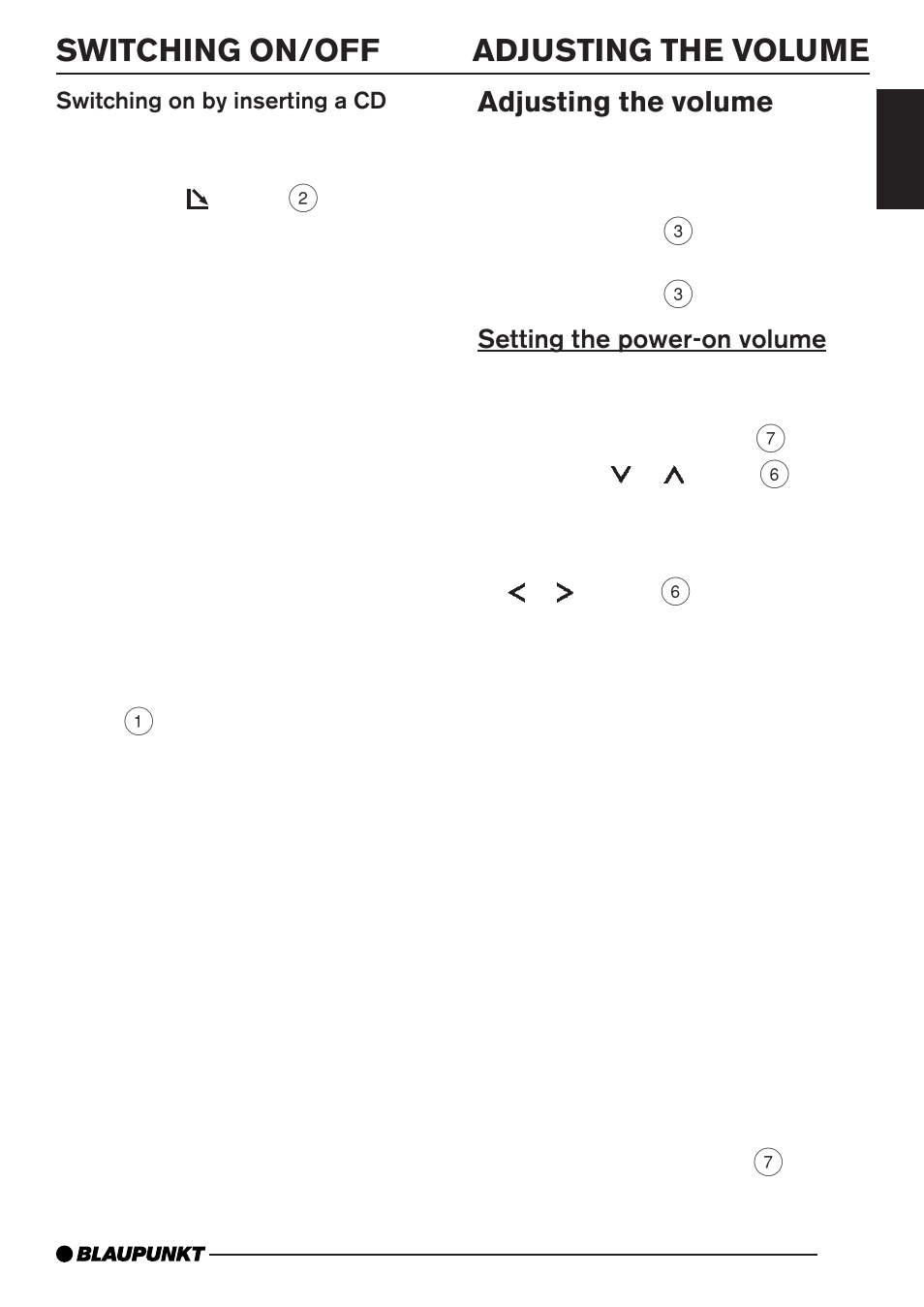 Adjusting the volume, Switching on/off | Blaupunkt Monterrey MP35 User Manual | Page 9 / 29