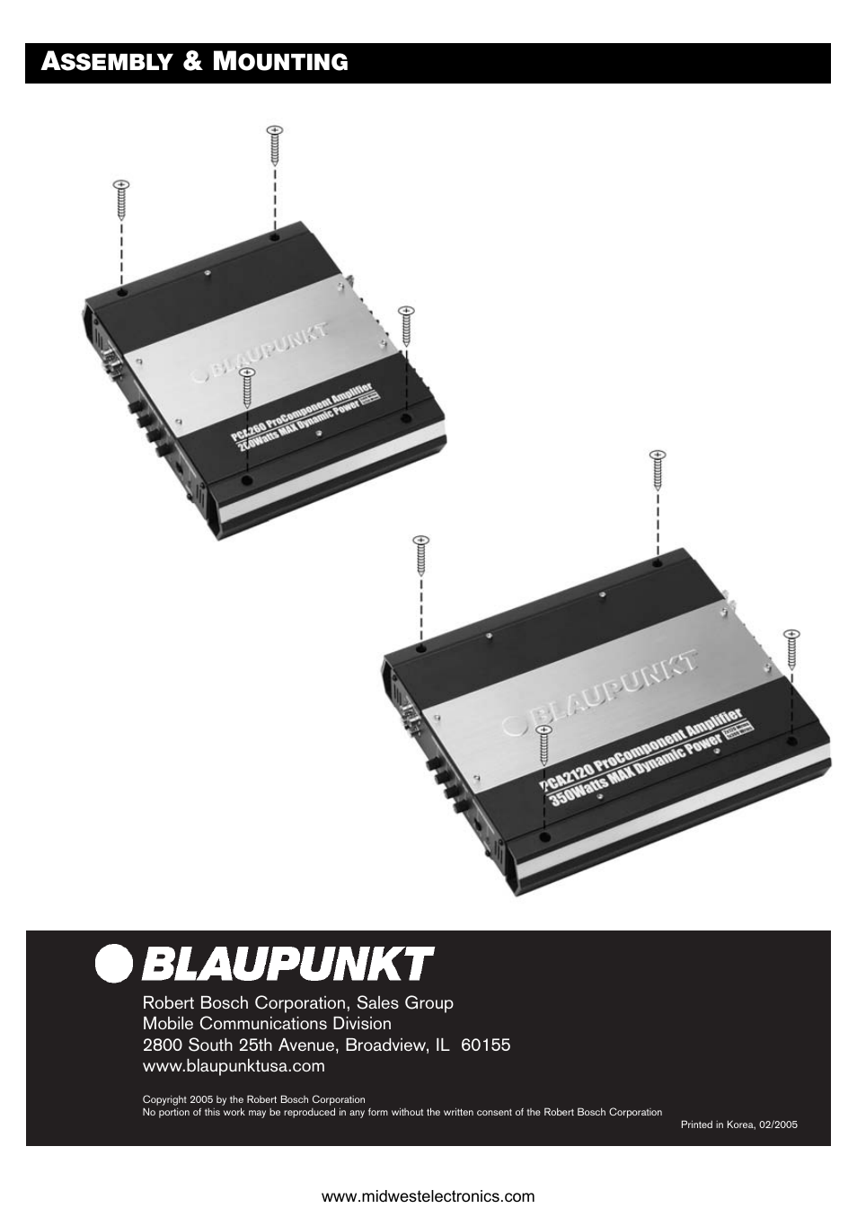 Ssembly, Ounting | Blaupunkt PCA260 User Manual | Page 14 / 14