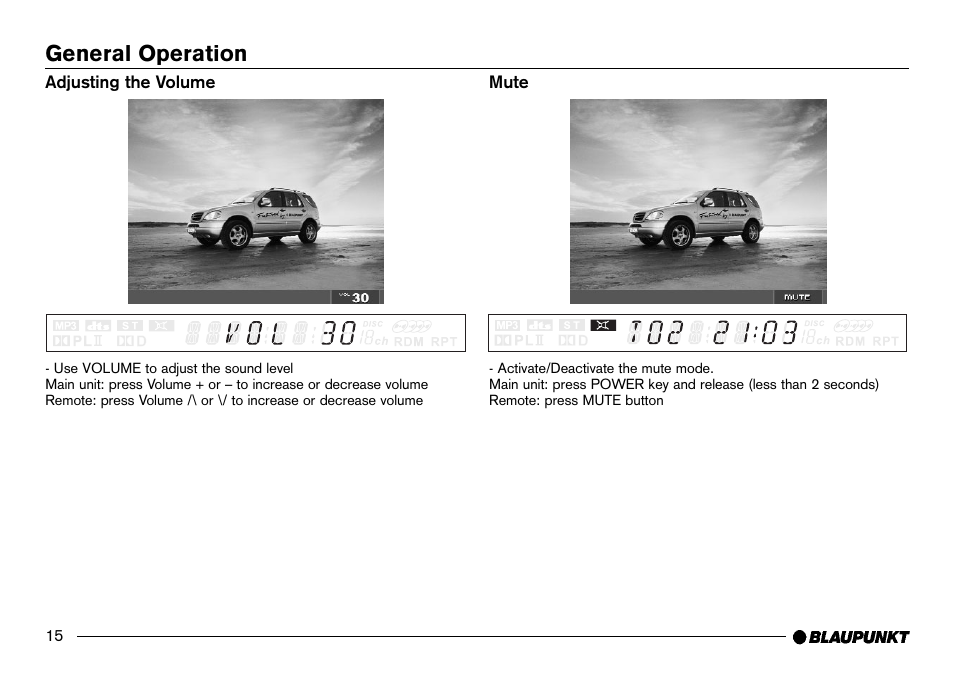 Volume / mute, General operation | Blaupunkt IVDM-7002 User Manual | Page 16 / 56
