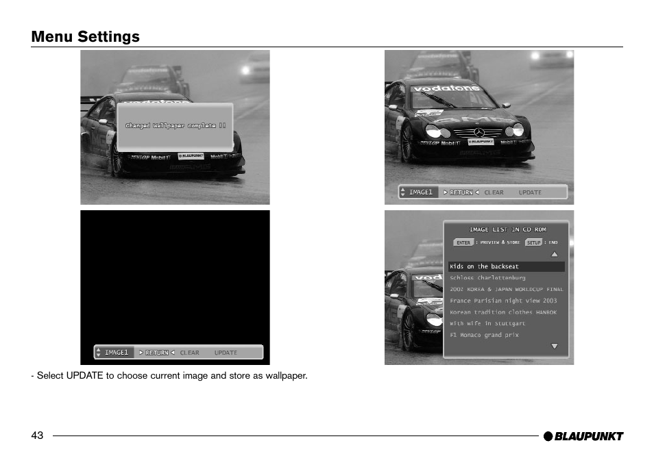 Menu settings | Blaupunkt IVDM-7002 User Manual | Page 44 / 56