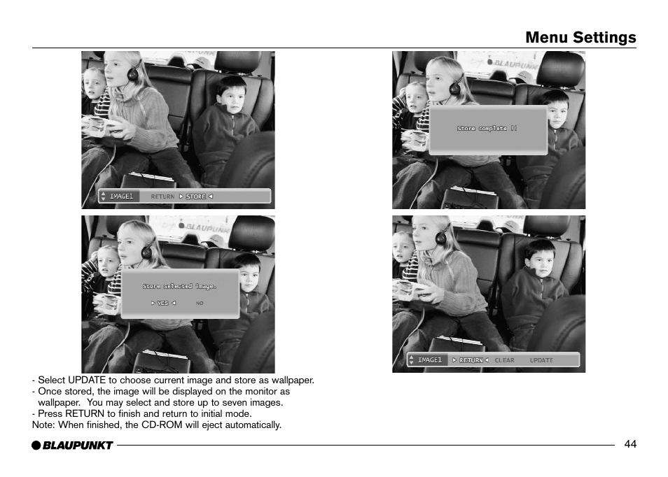 Menu settings | Blaupunkt IVDM-7002 User Manual | Page 45 / 56