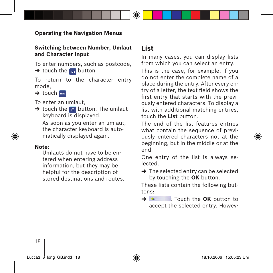 List | Blaupunkt TRAVELPILOT LUCCA 3.3 User Manual | Page 18 / 88