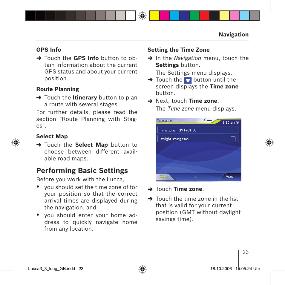Performing basic settings | Blaupunkt TRAVELPILOT LUCCA 3.3 User Manual | Page 23 / 88