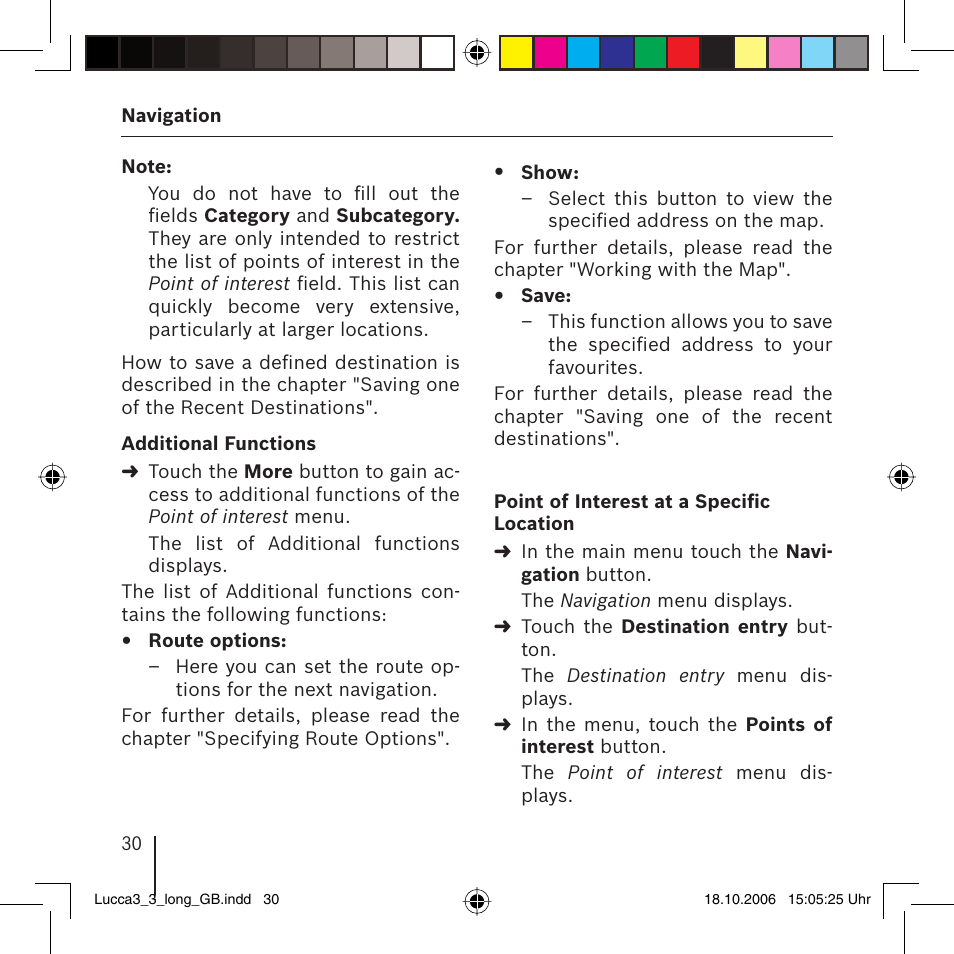Blaupunkt TRAVELPILOT LUCCA 3.3 User Manual | Page 30 / 88