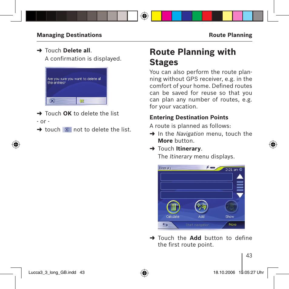 Route planning with stages | Blaupunkt TRAVELPILOT LUCCA 3.3 User Manual | Page 43 / 88