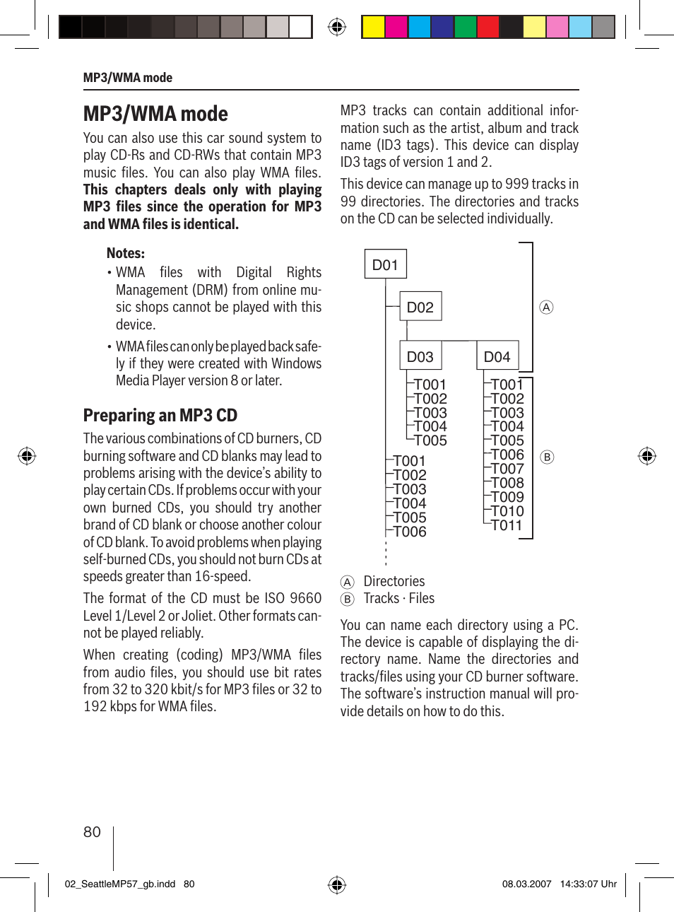 Mp3/wma mode, Preparing an mp3 cd | Blaupunkt SEATTLE MP57 7 647 453 310 User Manual | Page 26 / 55