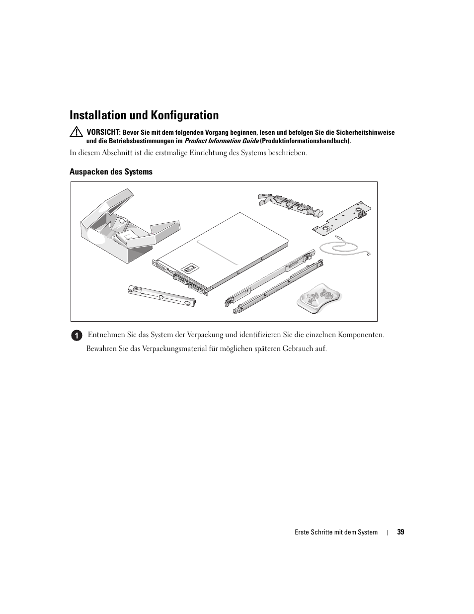 Installation und konfiguration, Auspacken des systems | Dell PowerVault NX1950 User Manual | Page 41 / 106