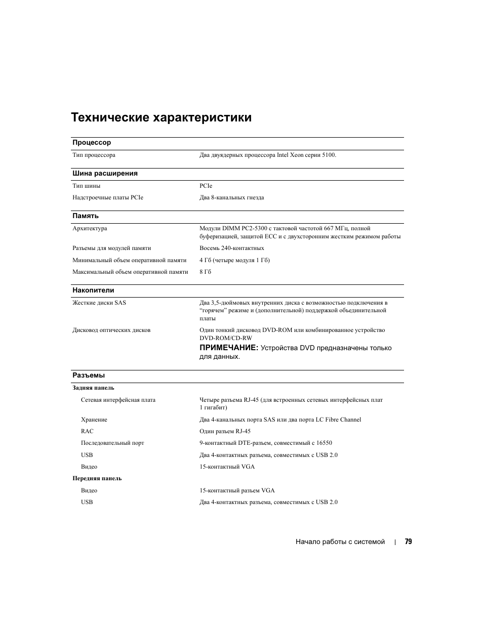 Технические характеристики | Dell PowerVault NX1950 User Manual | Page 81 / 106