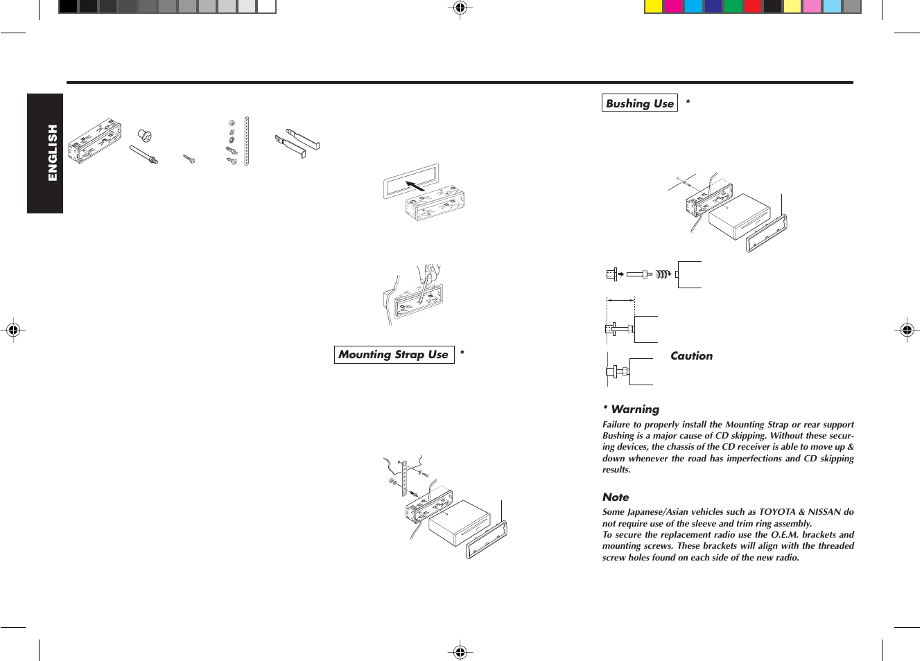 Installations, Mounting example, Supplied mounting hardware | Blaupunkt CD 2001 User Manual | Page 7 / 10