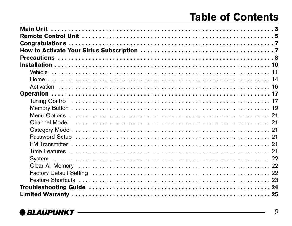 Blaupunkt SR04 User Manual | Page 3 / 28