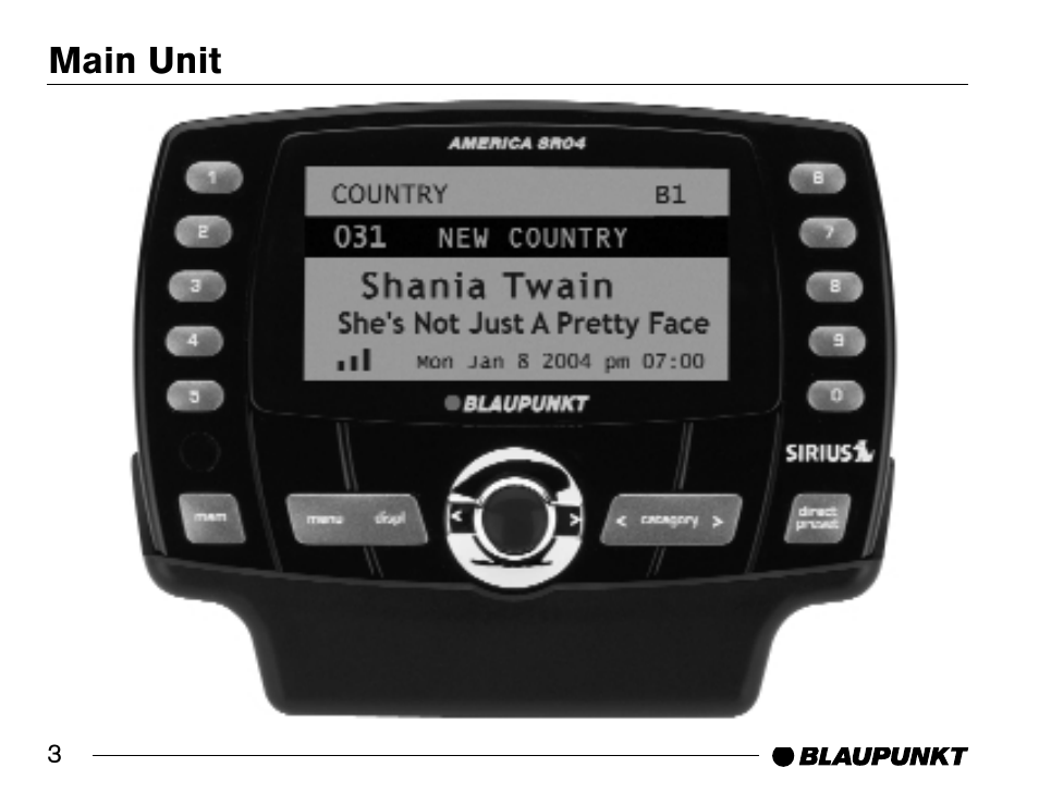Main unit | Blaupunkt SR04 User Manual | Page 4 / 28