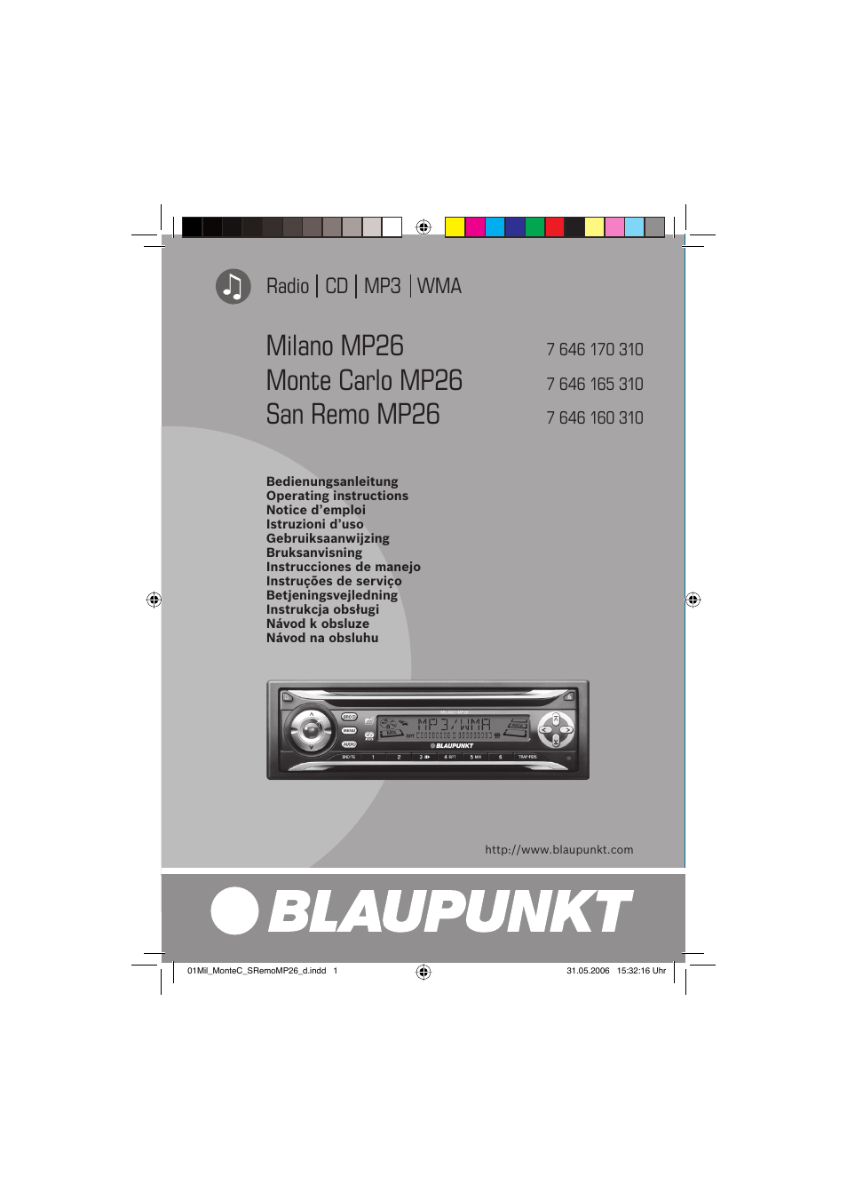 Blaupunkt MILANO MP26 User Manual | 31 pages