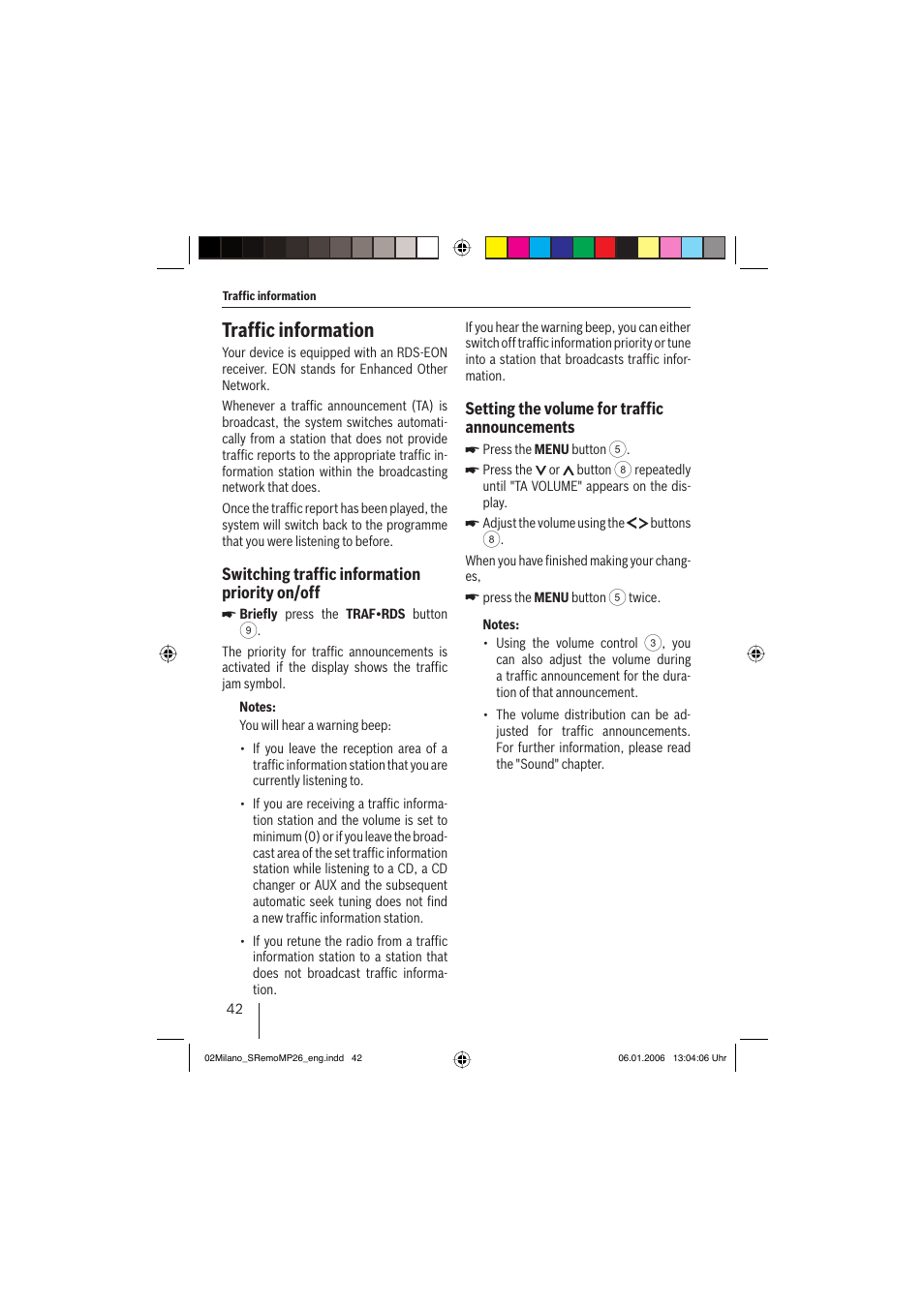 Trafﬁ c information | Blaupunkt MILANO MP26 User Manual | Page 15 / 31