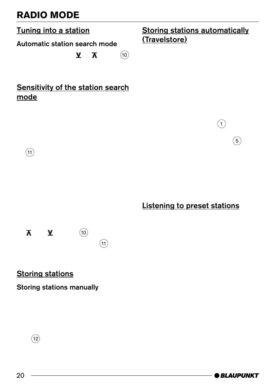Radio mode | Blaupunkt C30 User Manual | Page 10 / 14