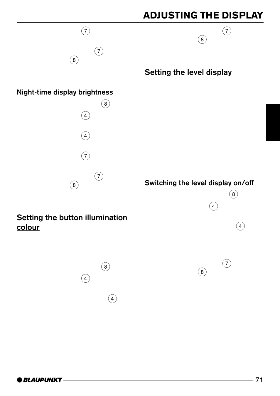 Adjusting the display | Blaupunkt ISTANBUL C73 User Manual | Page 13 / 33