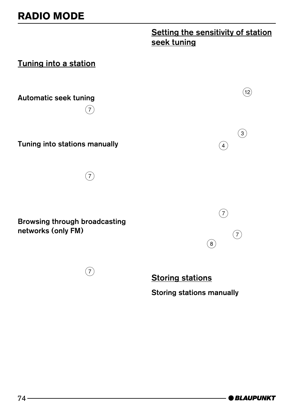 Radio mode | Blaupunkt ISTANBUL C73 User Manual | Page 16 / 33