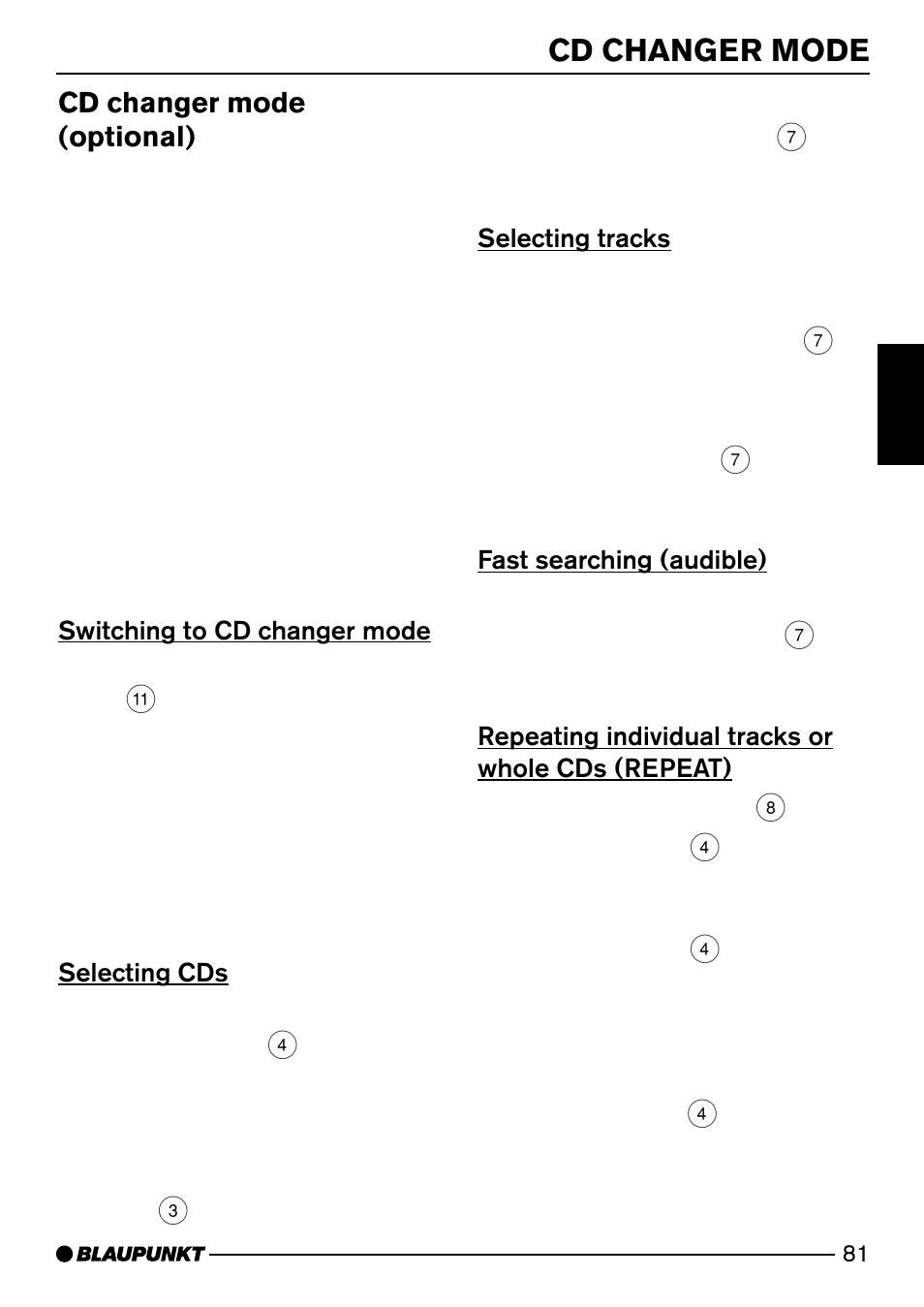 Cd changer mode, Cd changer mode (optional) | Blaupunkt ISTANBUL C73 User Manual | Page 23 / 33