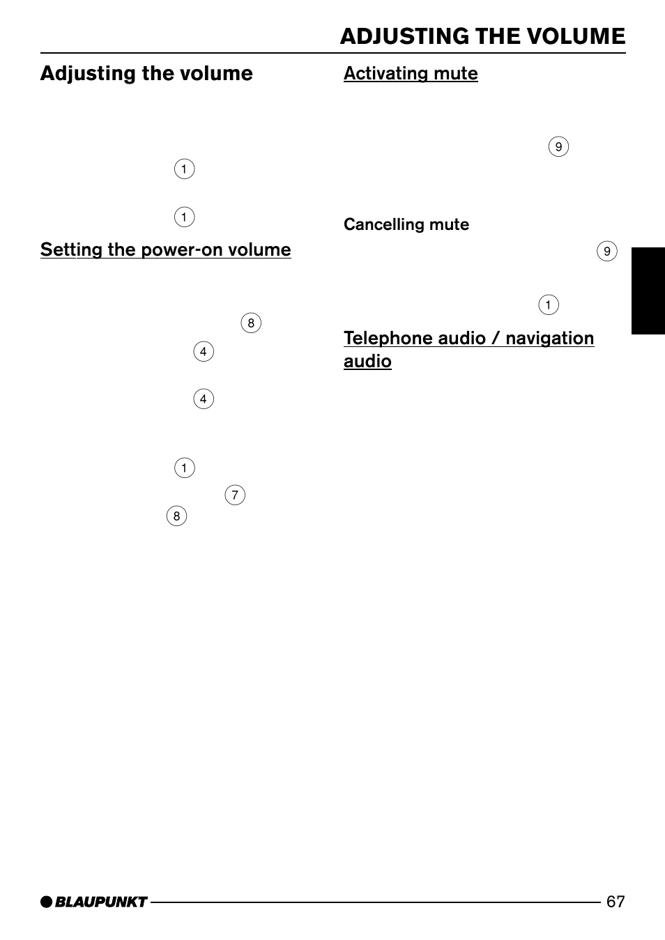 Adjusting the volume | Blaupunkt ISTANBUL C73 User Manual | Page 9 / 33