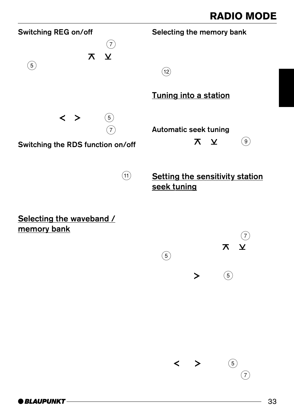 Radio mode | Blaupunkt Alicante CD32 User Manual | Page 12 / 25