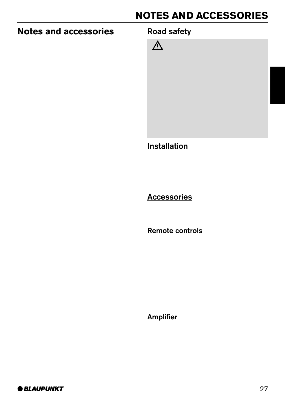 Road safety, Installation, Accessories | Blaupunkt Alicante CD32 User Manual | Page 6 / 25