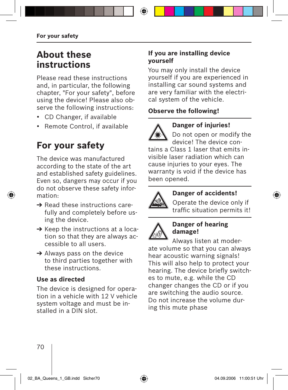 About these instructions, For your safety | Blaupunkt QUEENS MP56 7 646 583 310 User Manual | Page 5 / 67