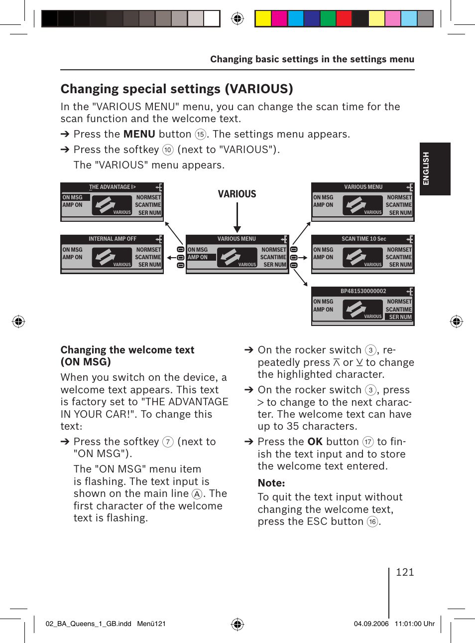 Changing special settings ( various), The settings menu appears. press the softkey | Blaupunkt QUEENS MP56 7 646 583 310 User Manual | Page 56 / 67