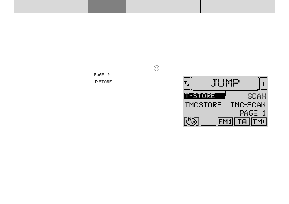 Jump, Tmcstore scan tmc-scan page 1 t-store | Blaupunkt DX-R70 User Manual | Page 66 / 114