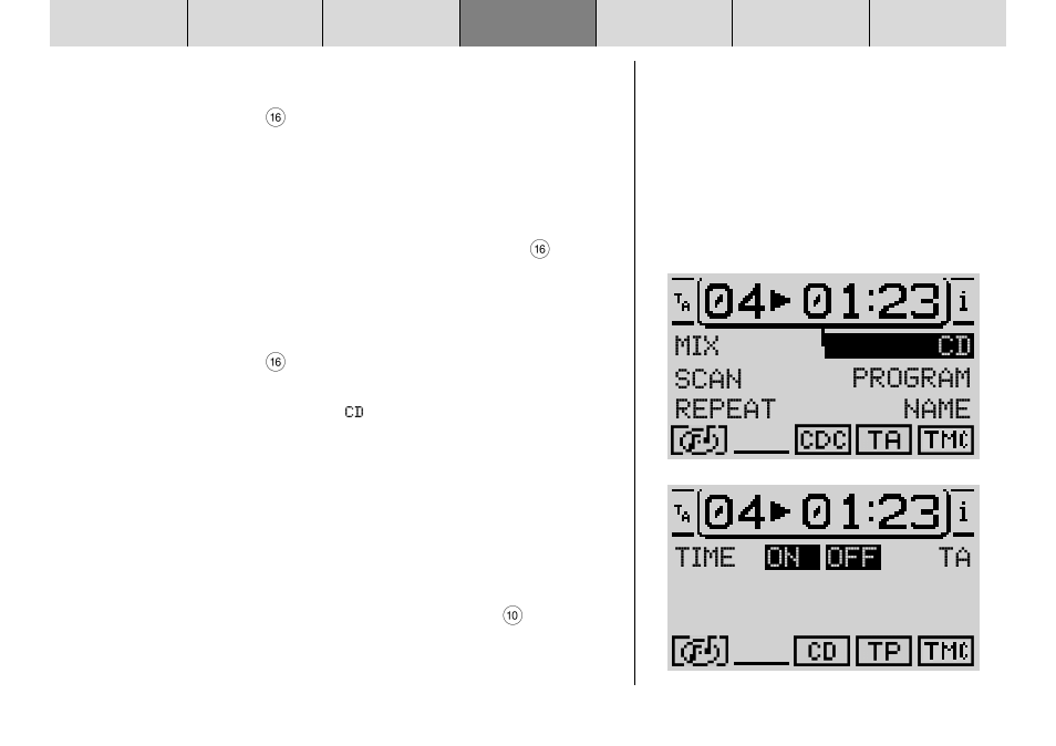 Scan cd program name mix repeat time on off ta | Blaupunkt DX-R70 User Manual | Page 74 / 114