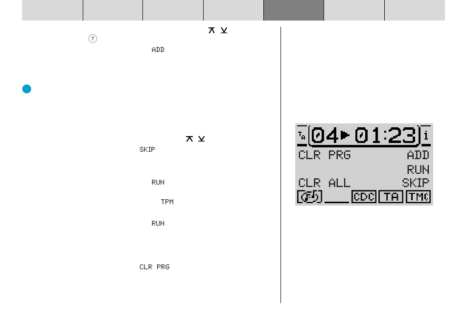 Add run skip clr prg clr all | Blaupunkt DX-R70 User Manual | Page 88 / 114