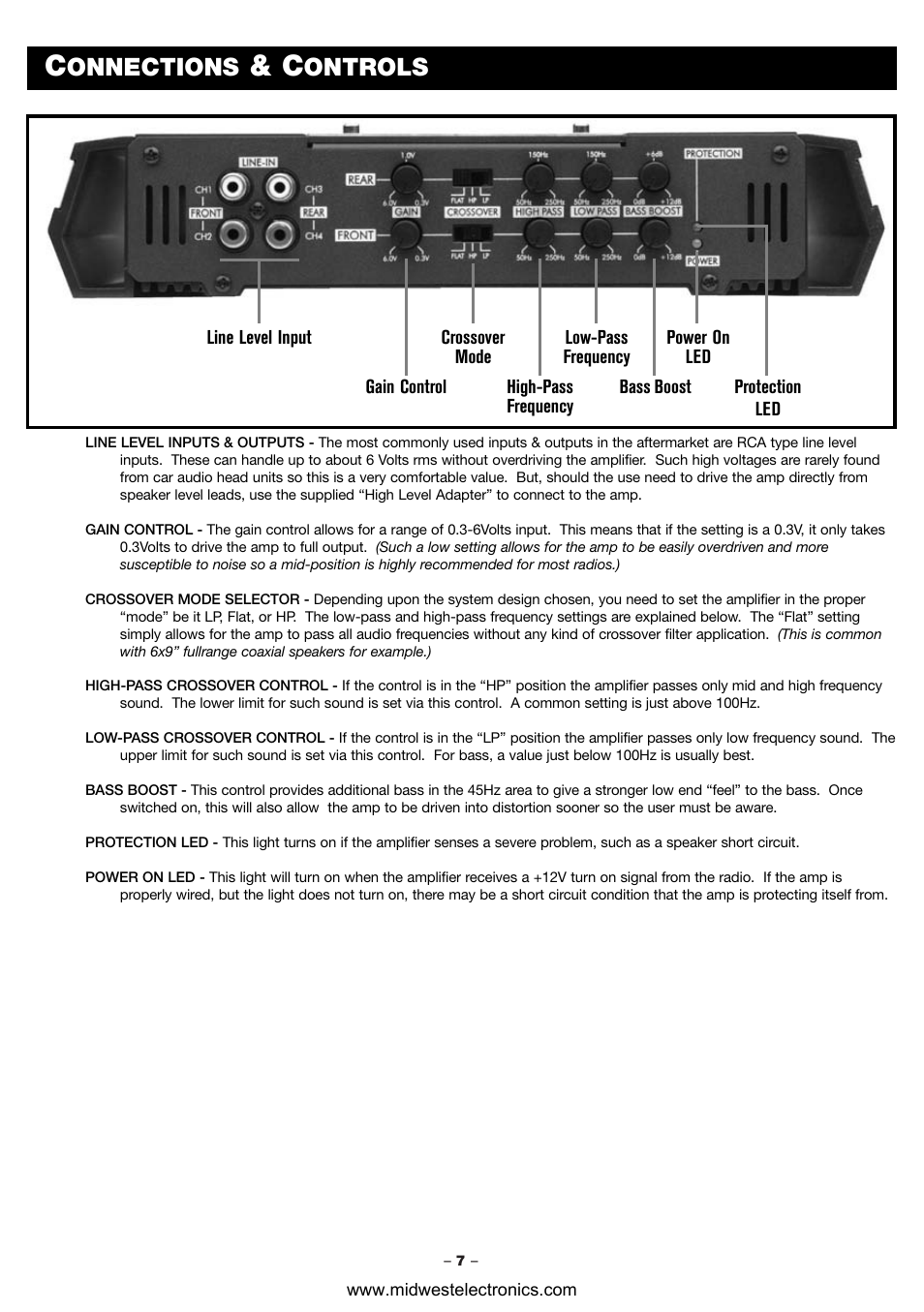 Onnections, Ontrols | Blaupunkt PCA460 User Manual | Page 9 / 13