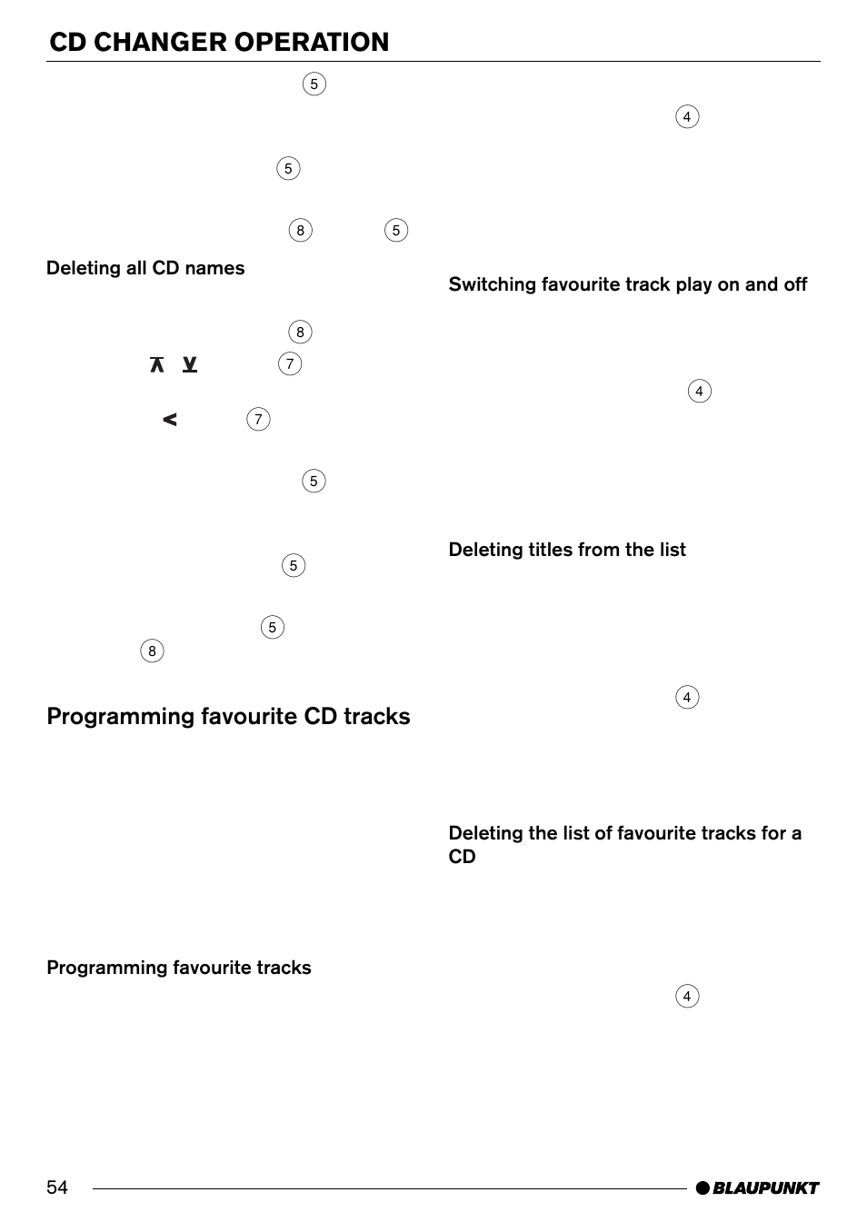 Cd changer operation, Programming favourite cd tracks | Blaupunkt Pasadena CD71 User Manual | Page 25 / 37