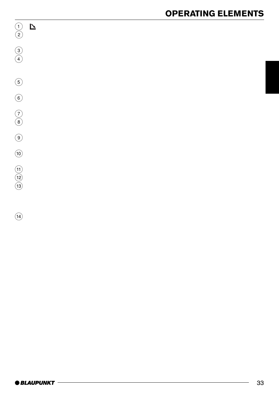 Operating elements | Blaupunkt Pasadena CD71 User Manual | Page 4 / 37