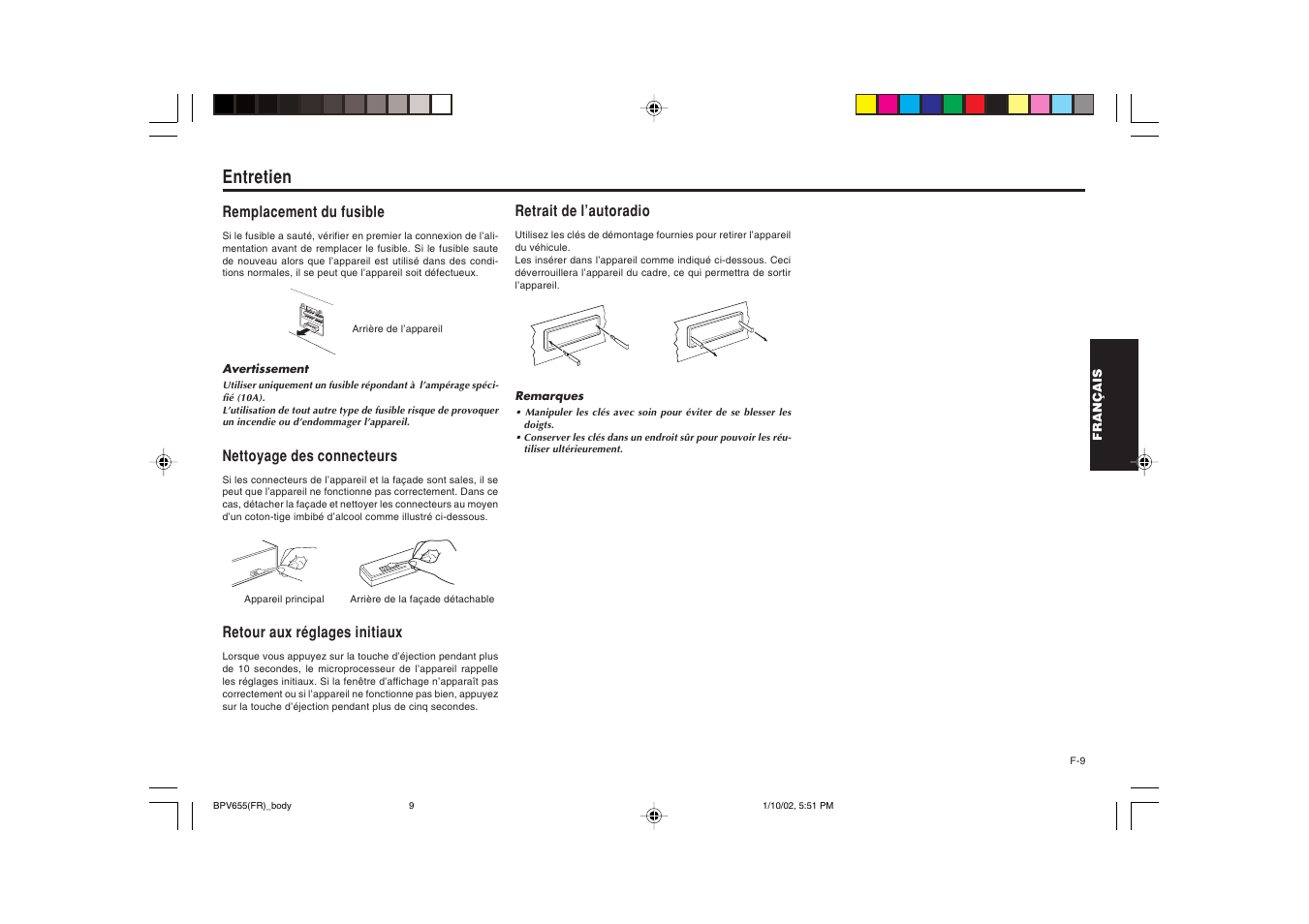 Entretien | Blaupunkt BPV 655 User Manual | Page 20 / 41