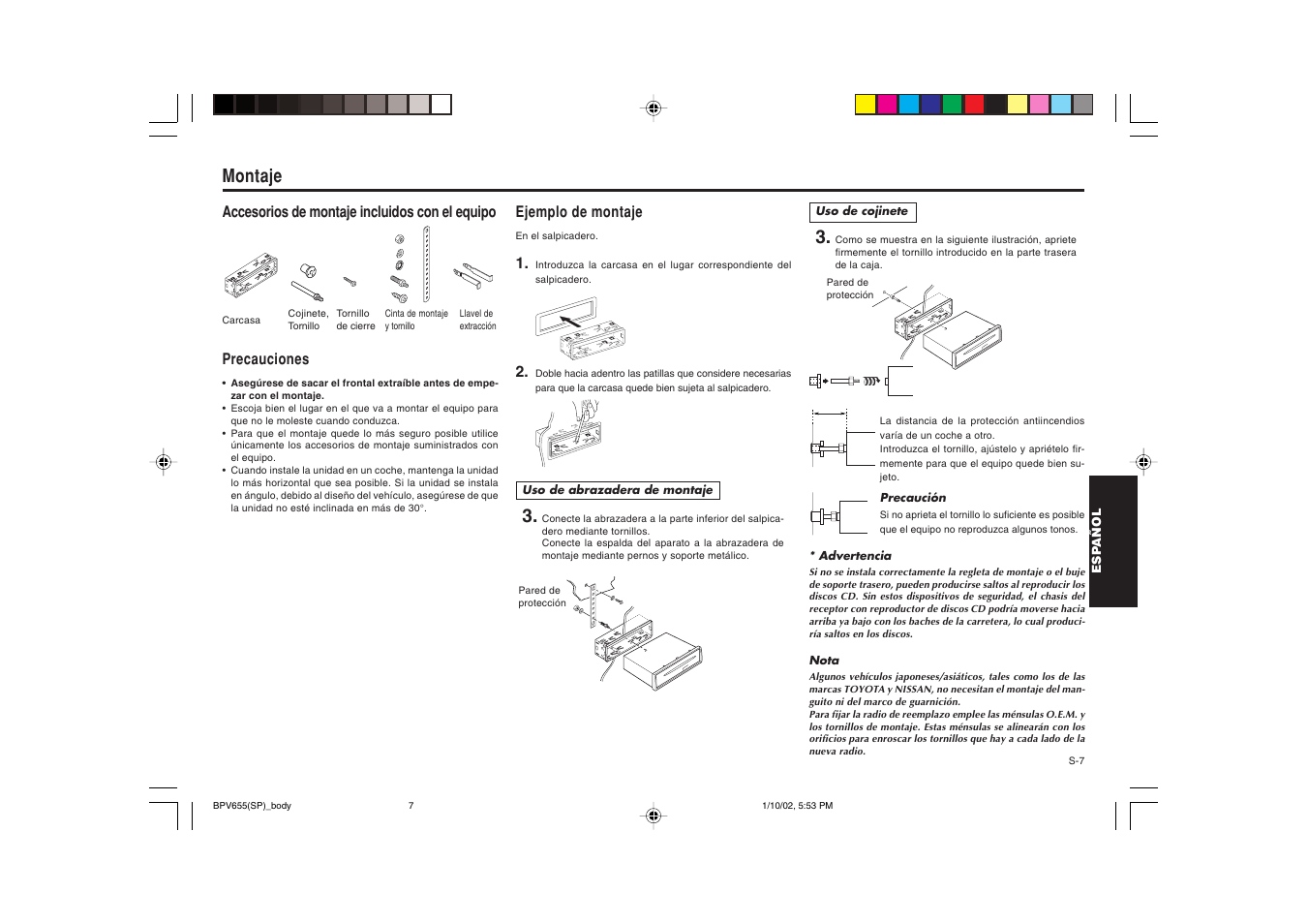 Montaje | Blaupunkt BPV 655 User Manual | Page 28 / 41