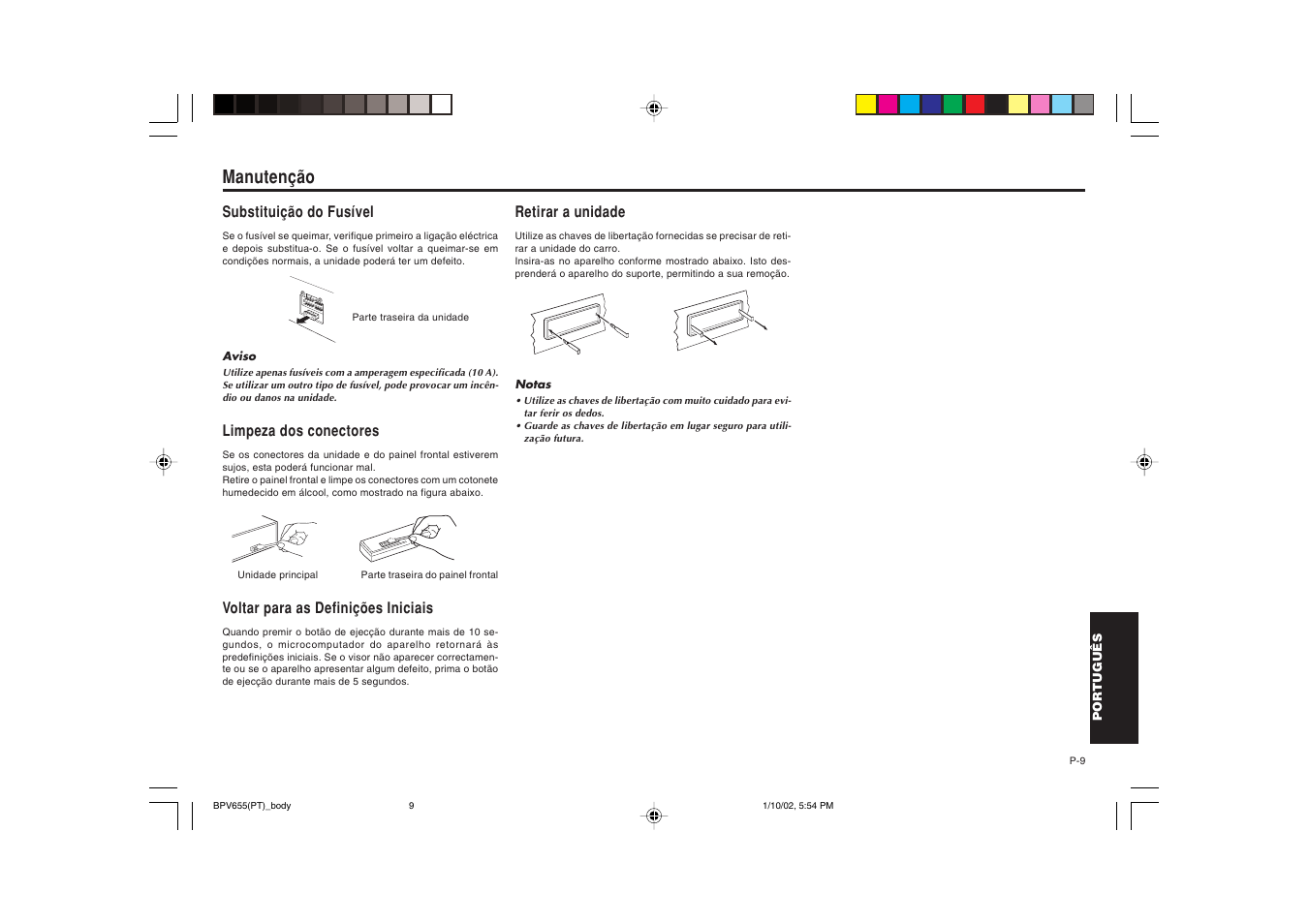 Manutenção | Blaupunkt BPV 655 User Manual | Page 40 / 41