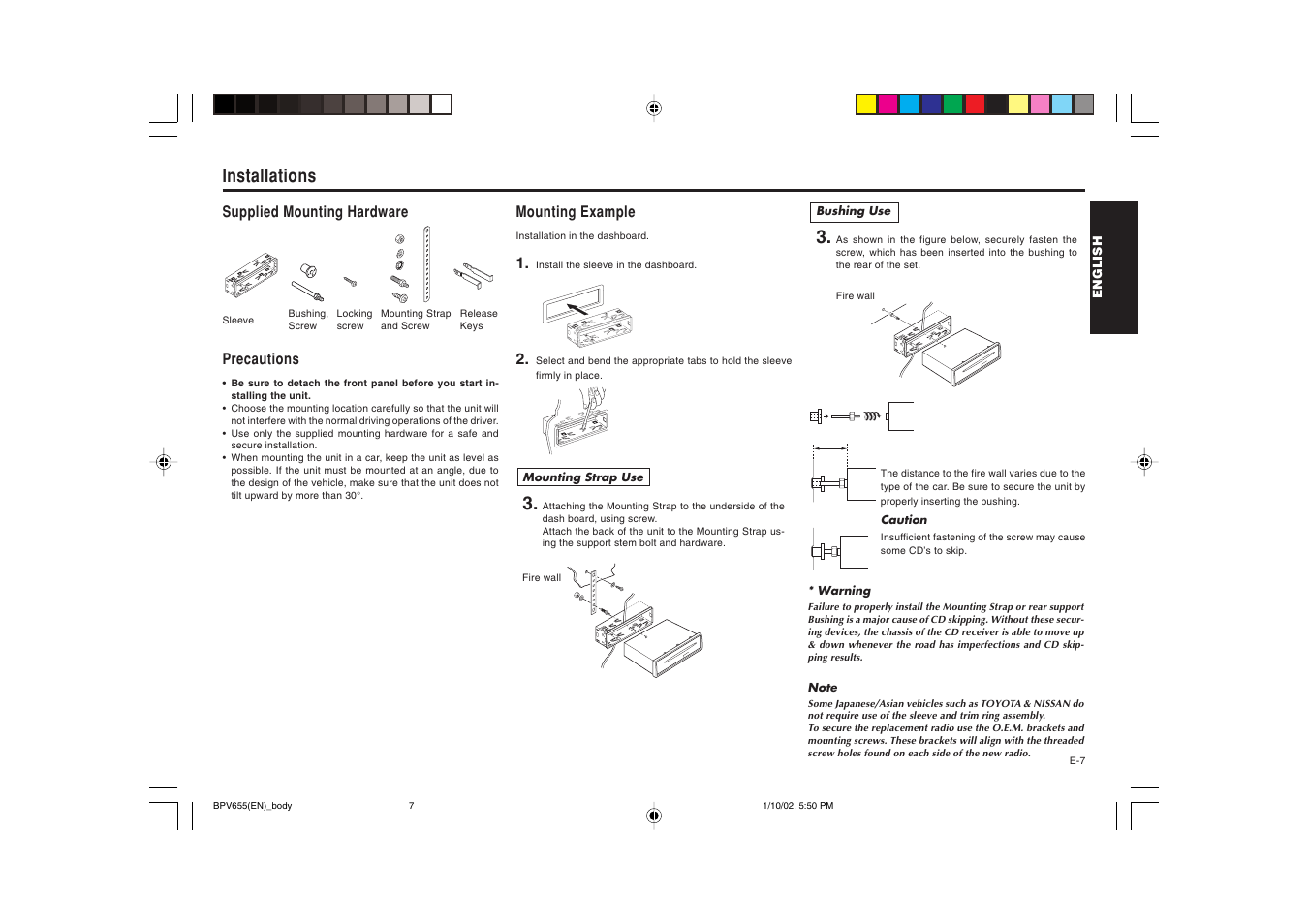 Installations | Blaupunkt BPV 655 User Manual | Page 8 / 41