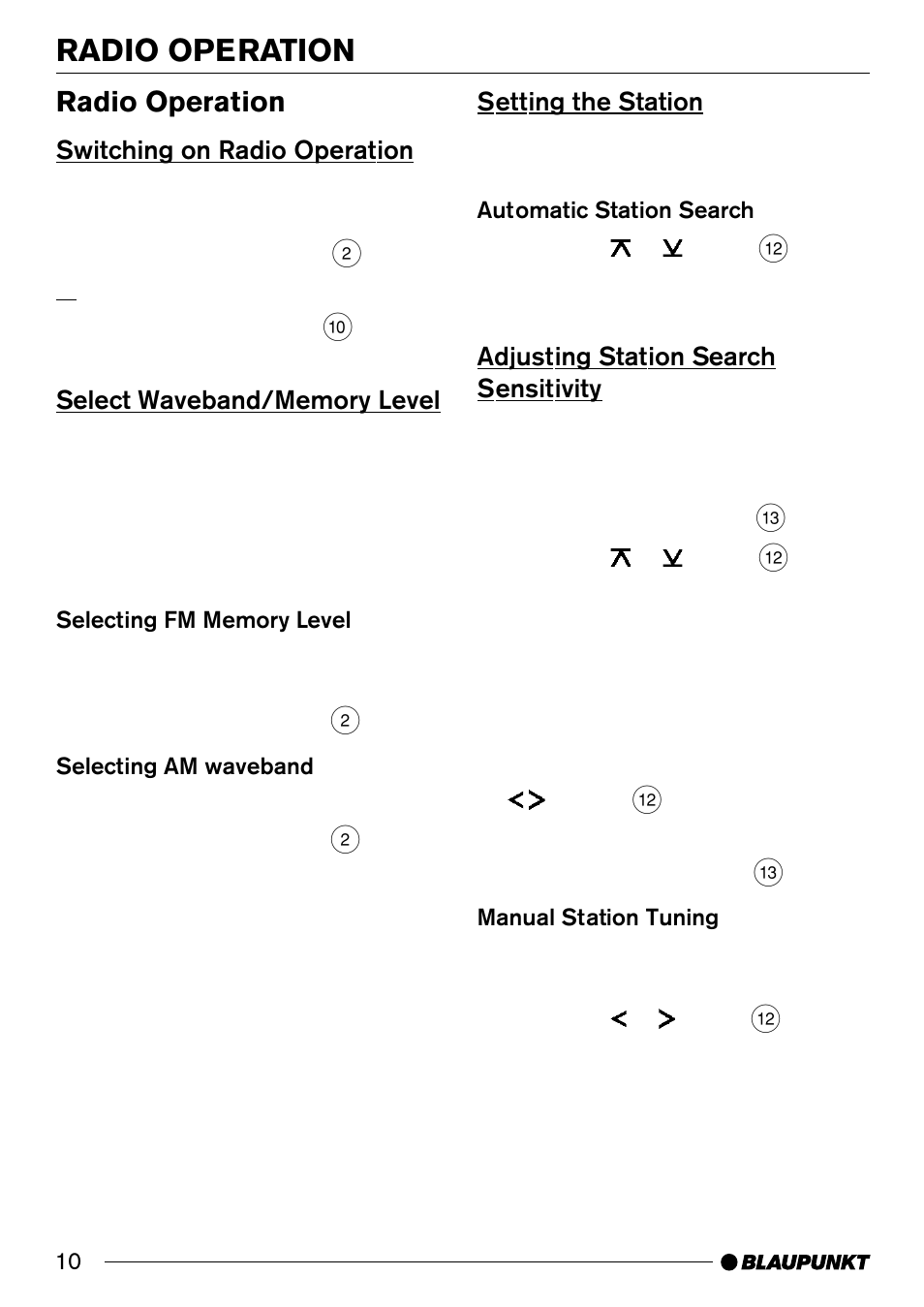 Radio operation | Blaupunkt C31 User Manual | Page 10 / 19