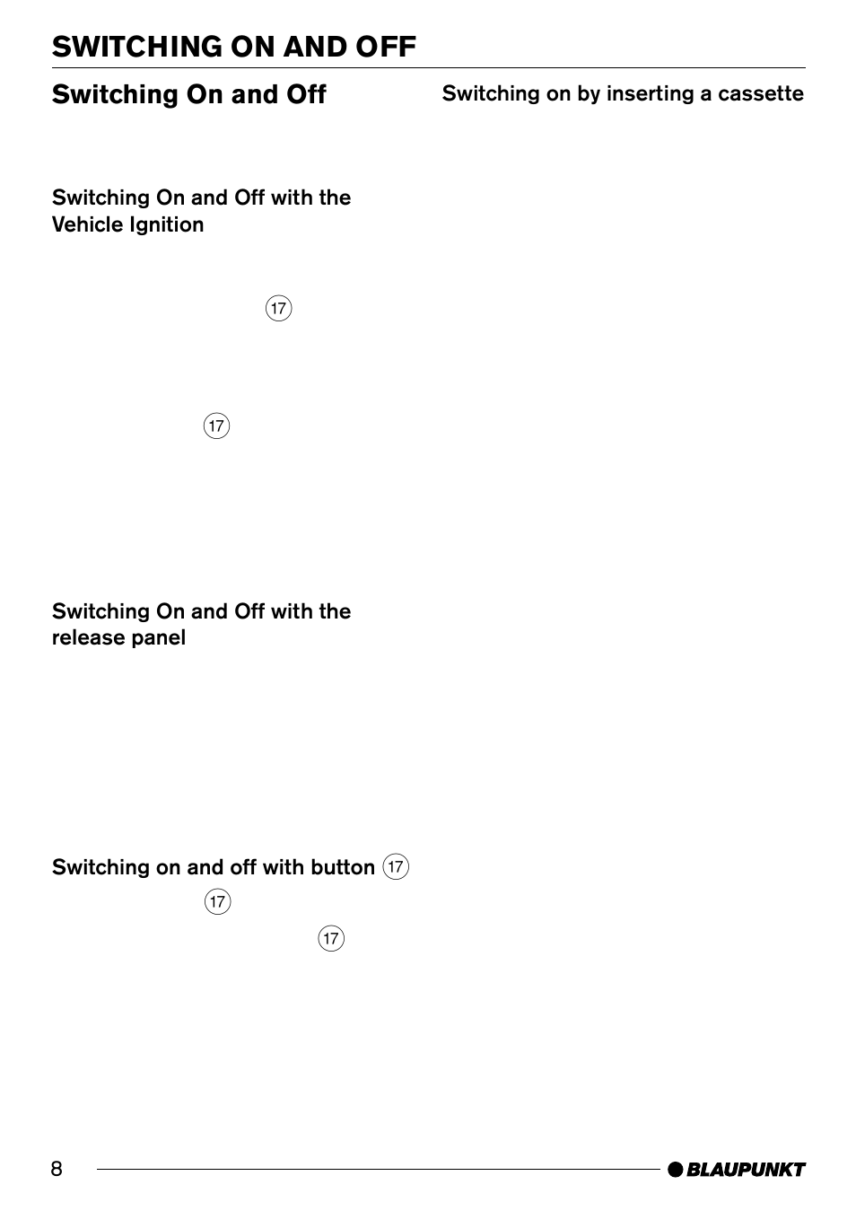 Switching on and off | Blaupunkt C31 User Manual | Page 8 / 19