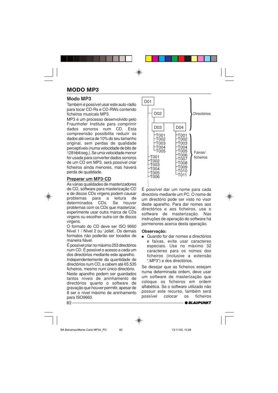 Modo mp3 | Blaupunkt MP34 User Manual | Page 82 / 98