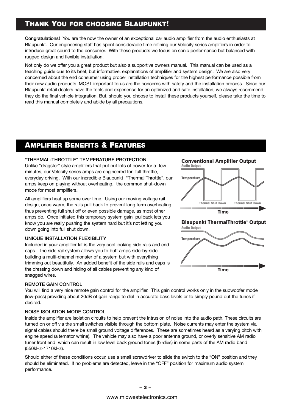 Hank, Ou for choosing, Laupunkt | Mplifier, Enefits, Eatures | Blaupunkt VA4100 User Manual | Page 4 / 14